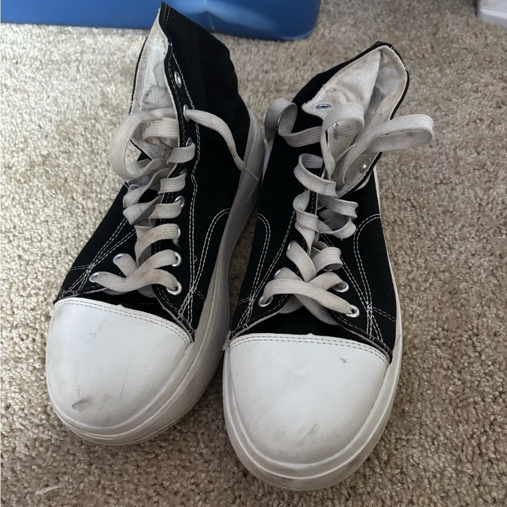 Black and White High-Top Sneakers